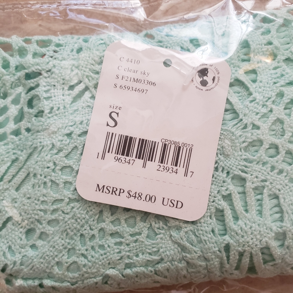 Free People Mariana bralette clear blue sky crochet lace smocked back small New - Picture 4 of 6